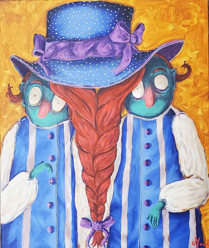 Chapeau à Double Fond - peinture acrylique de Modelaine Amblard artiste surréaliste