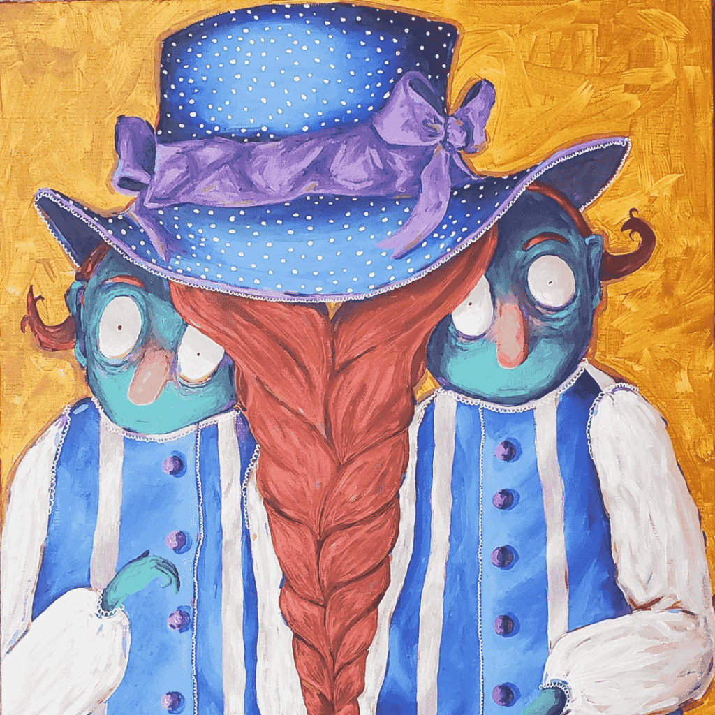 Chapeau à Double Fond - peinture acrylique de modelaine Amblard artiste surréaliste