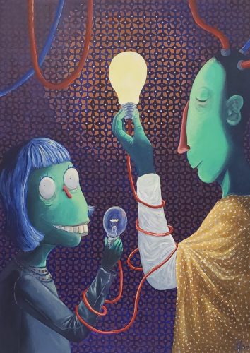 1200 watts d'écart, 100 x 73 cm, Acrylique, 2024