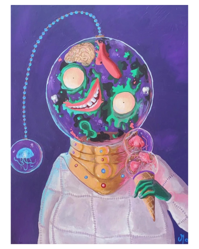 Cosmique-marine, 60 x 50 cm, Acrylique, 2024