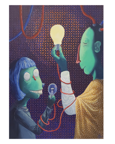 1200 watts d'écarts, 100 x 73 cm, Acrylique, 2025