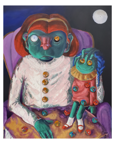 La vierge à l'enfant, 60 x 50 cm, Acrylique, 2024