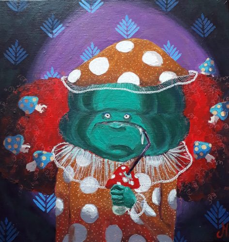 Amanite tue mouche, 30 x 30 cm, Acrylique, 2023