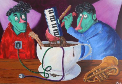 Café noire, 130 x 95 cm, Acrylique, 2023