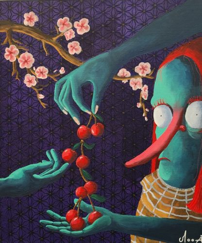 Cerise sur le gâteau, 55 x 46 cm, Acrylique, 2024