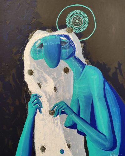 Cheveux de travers, 100X80 cm, Acrylique, 2025