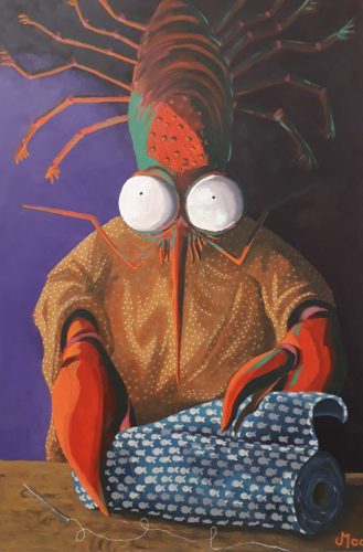 Ciseaux Crustacés, 60 x 40 cm, Acrylique, 2023