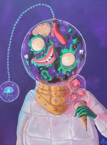 Cosmique-marine, 60 x 50 cm, Acrylique, 2024