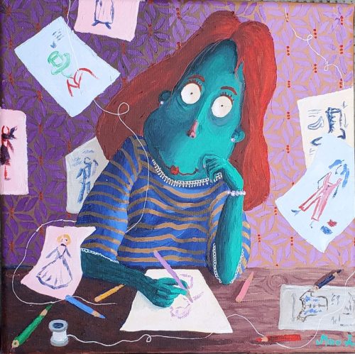 Croquis à lamode, 30 x 30 cm, Acrylique, 2024