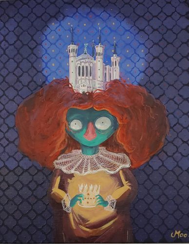 Dame Fourvière, 41 x 33 cm, Acrylique, 2024