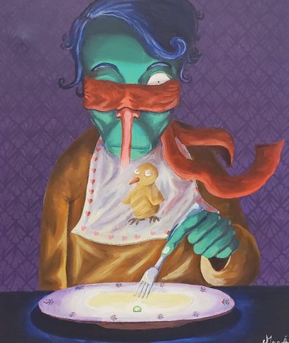 L'assiette au trésor, 55 x 46 cm, Acrylique, 2024