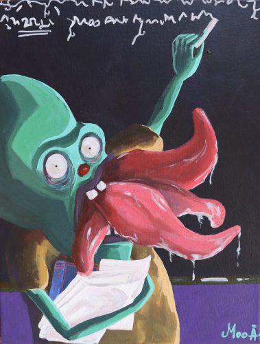 Le professeur de langue, 35 x 27 cm, Acrylique, 2023