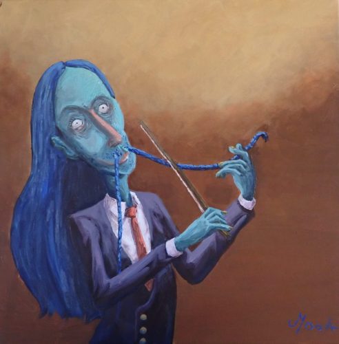 Le violon d'Ingres bleu, 35 x 35 cm, Acrylique, 2021