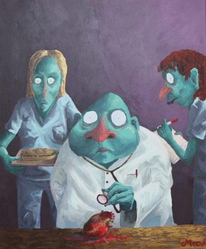 Les cardiologues, 46 x 38 cm, Acrylique, 2019