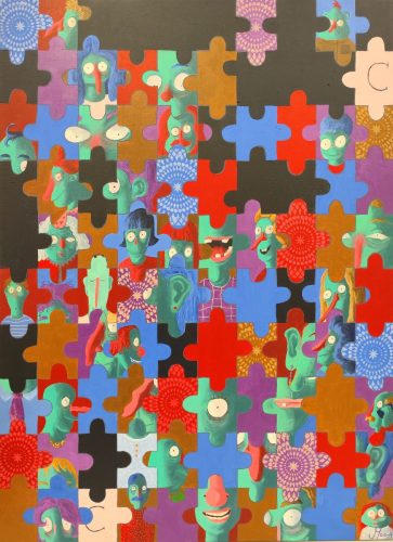 Les morceaux du monde, 100 x 73 cm, Acrylique, 2025