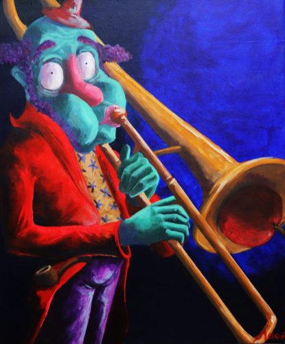 Lhomme à la trombone, 60 x 50 cm, Acrylique, 2022