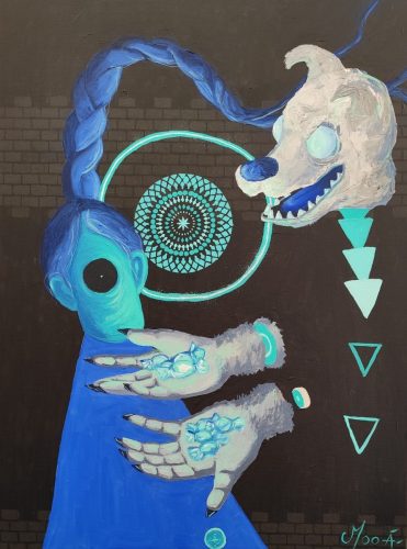 Loup sucré, 80X60 cm, Acrylique, 2025