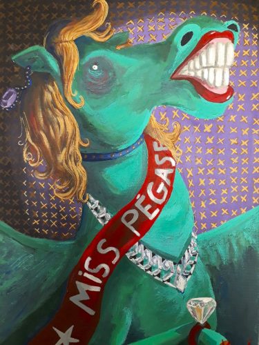 Miss Pégase, 31 x 29,5 cm, Acrylique, 2023