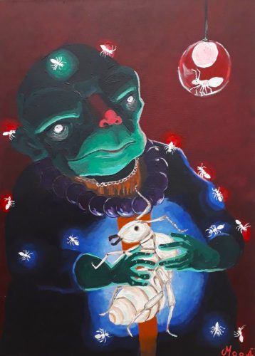 Sa majesté des fourmis, 46 x 33 cm, Acrylique, 2023