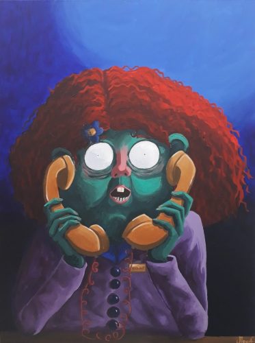 Double appel, 80 x 60 cm, Acrylique, 2024