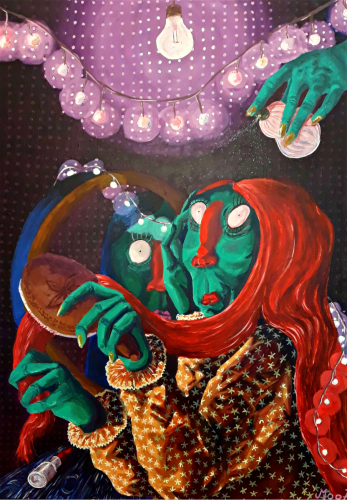 Reflet rouge, 95 x 75 cm, Acrylique, 2022