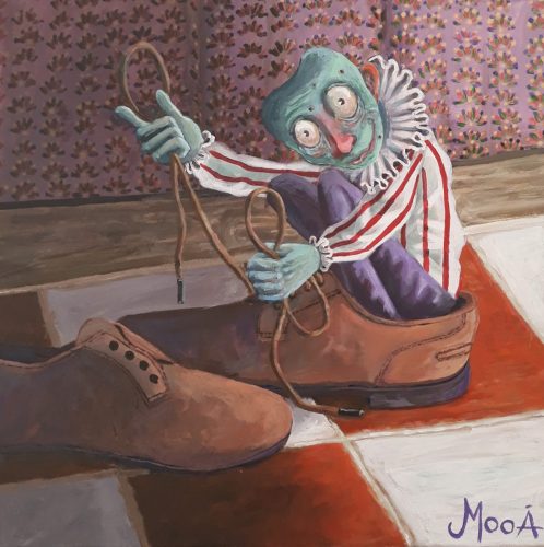 Les faiseurs de lacets, 40 x 40 cm, Acrylique, 2021