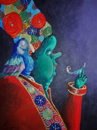 Plume rouge, 35 x 27, Acrylique, 2020